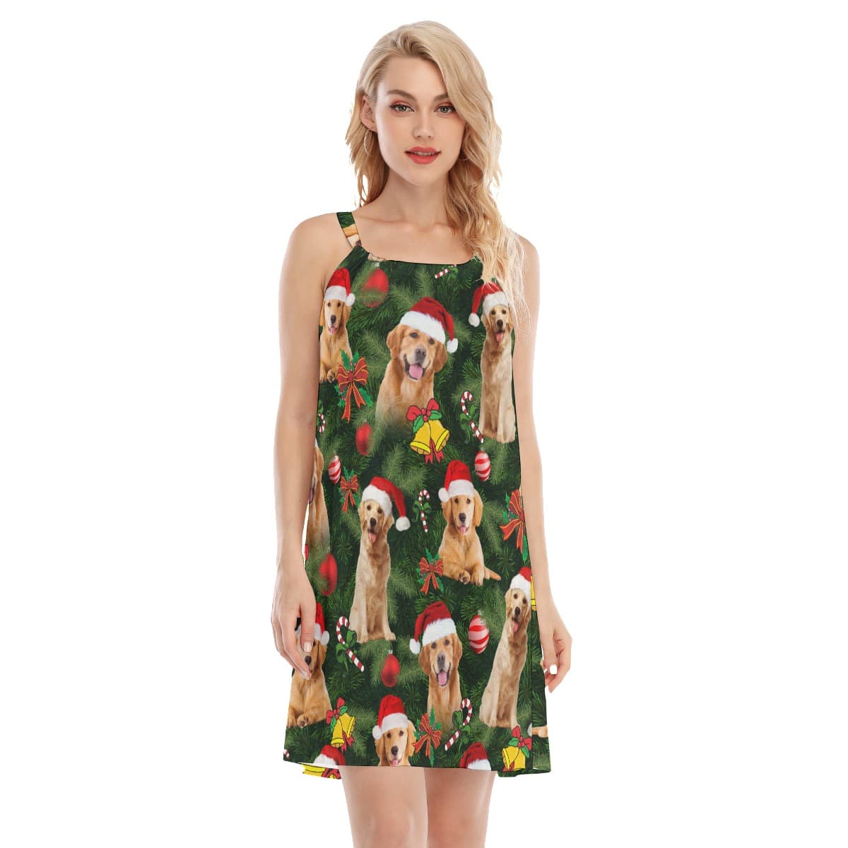 Golden Retriever Aloha Cami Dress For Christmas Vacation (1)