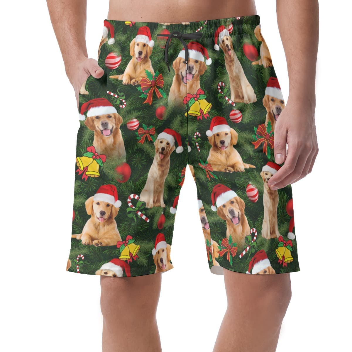 Golden Retriever On Christmas Board Shorts For Men (1)