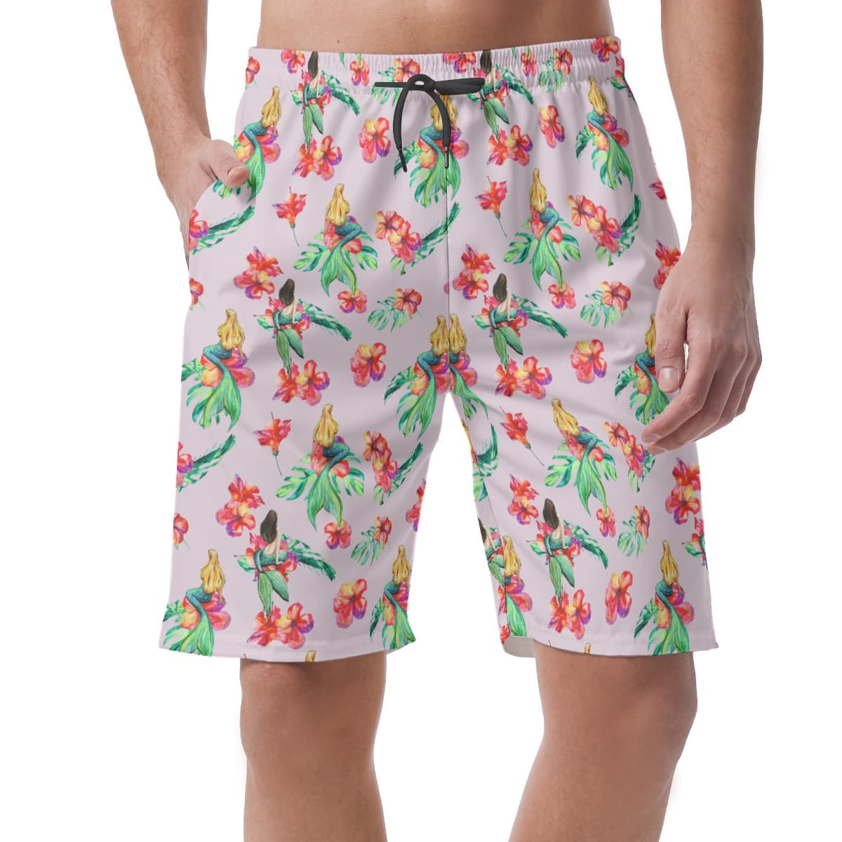 Mermaid Hawaiian Beach Shorts For Men (1)