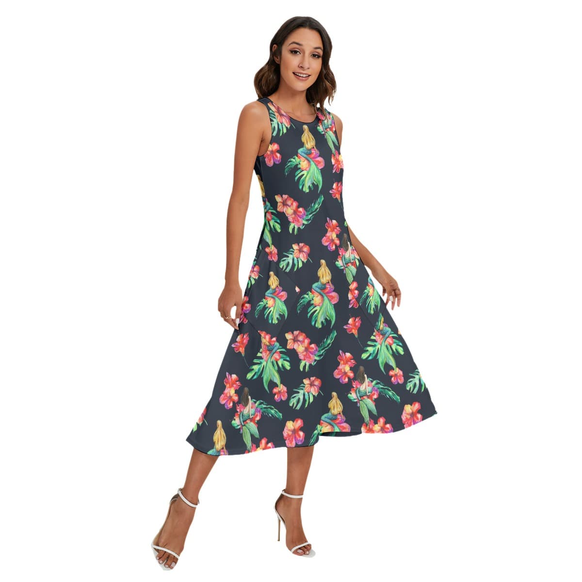 Mermaid Tropical Dress With Pockets For Women (2)