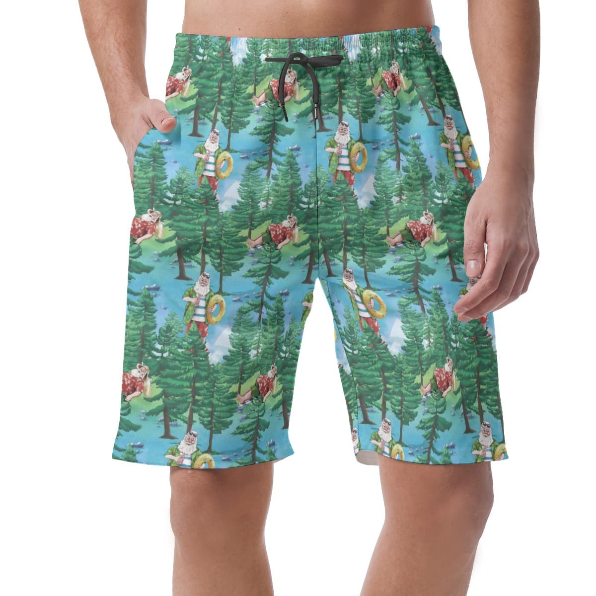 Santa Christmas Hawaiian Outfit Men’s Hawaiian Board Shorts (1)