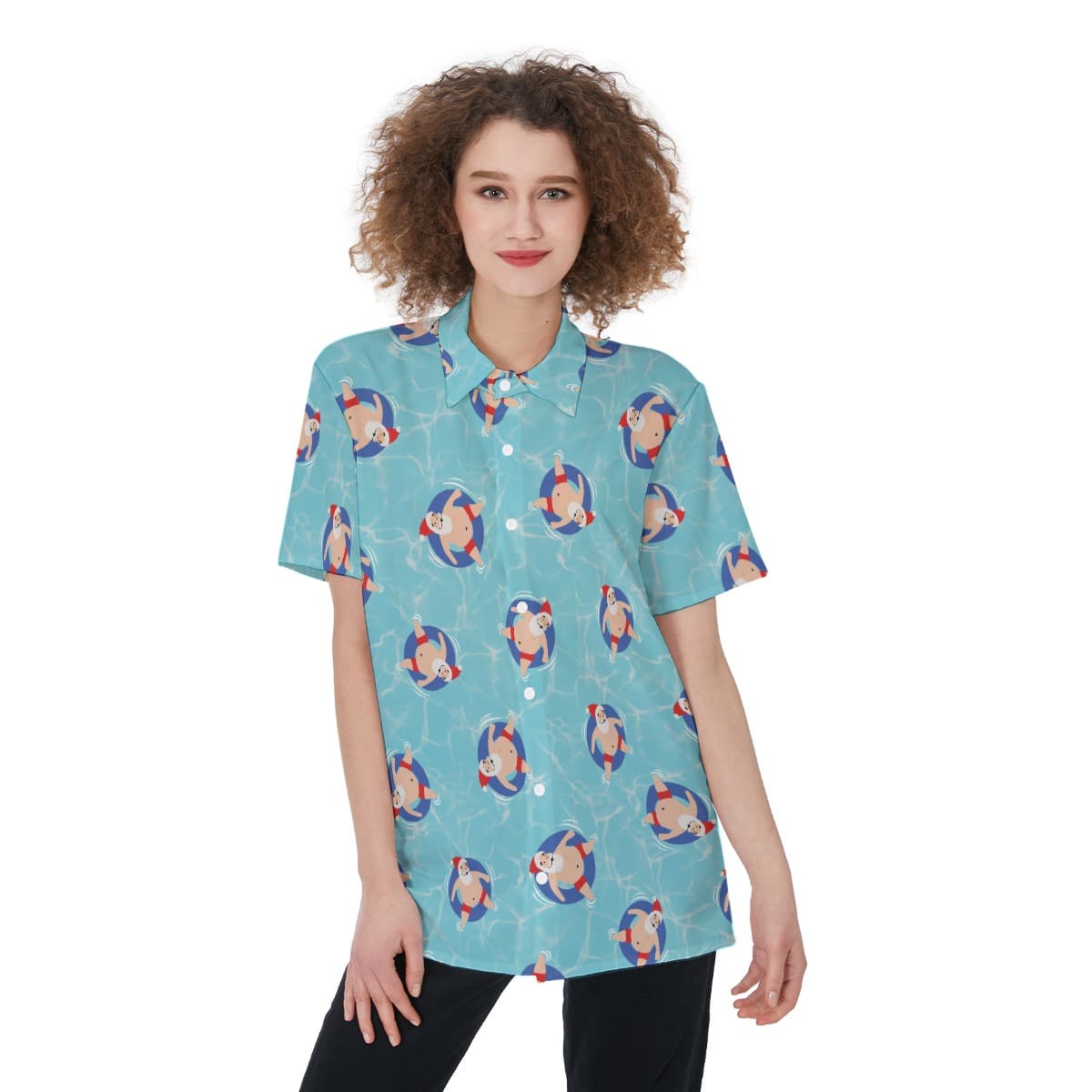 Santa Claus Christmas Hawaiian Shirt For Women (1)