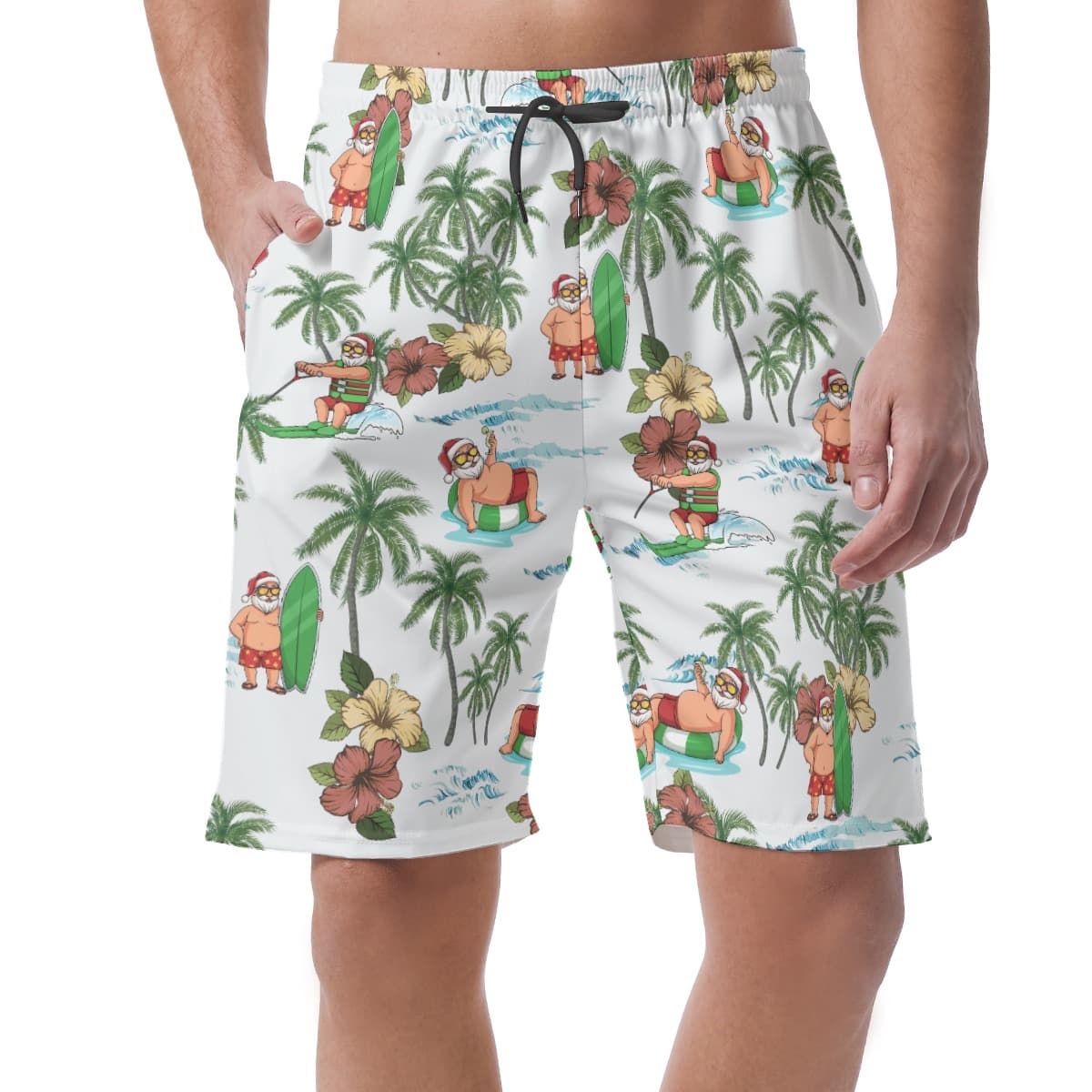 Santa Claus Tropical Hawaiian Board Shorts For Men (3)