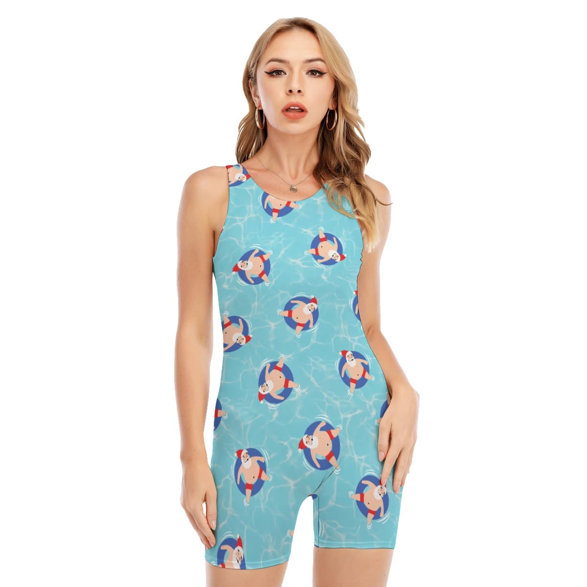 Swimming Santa Christmas Hawaiian Swimsuit For Women (1)