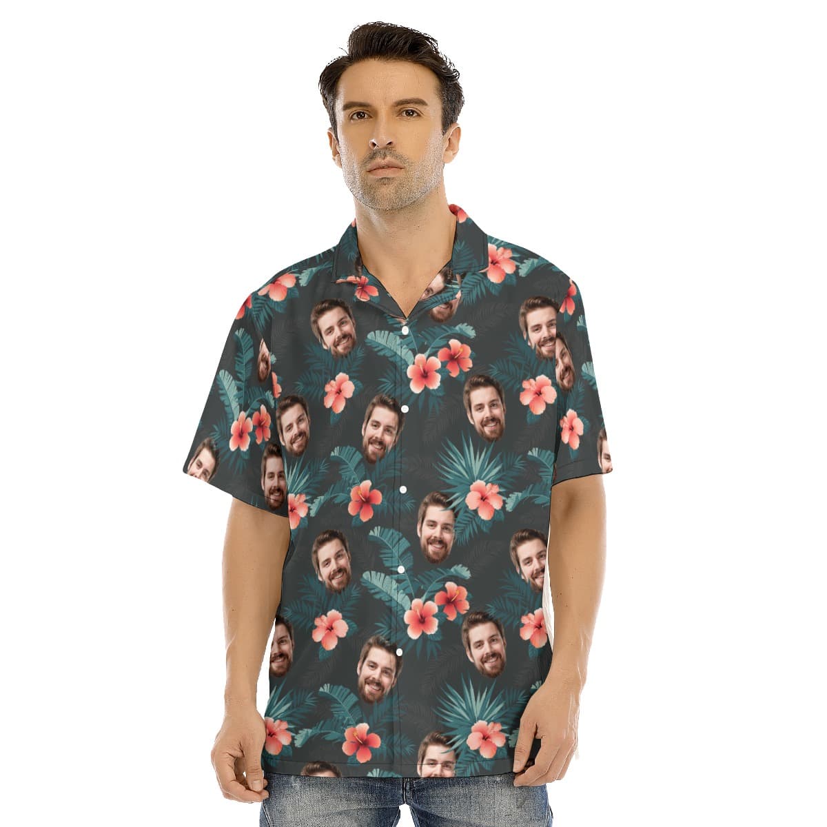 Tropical Custom Face Hawaiian Shirt For Men (1)