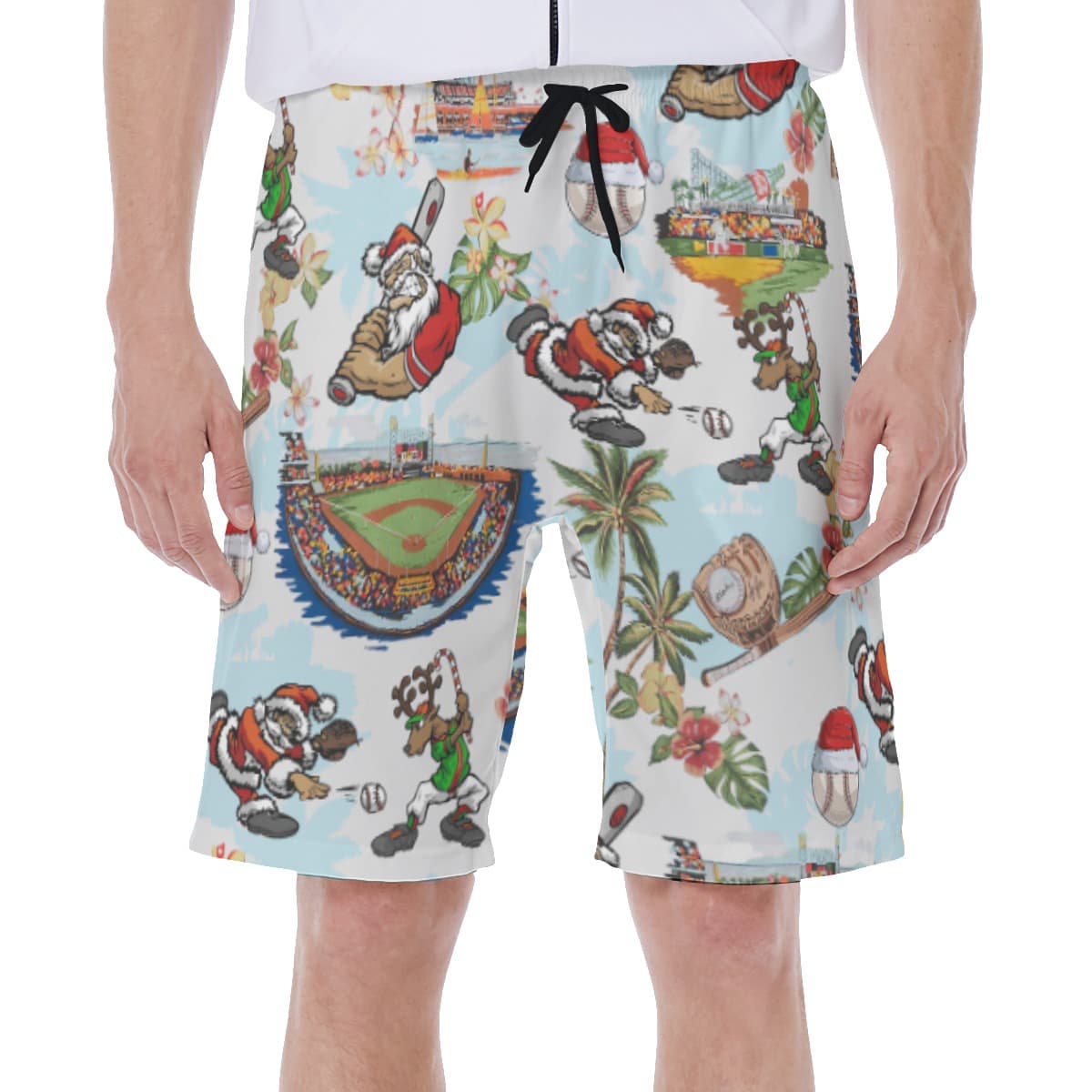 Baseball Santa Claus Hawaiian Swim Trunks For Men (2)