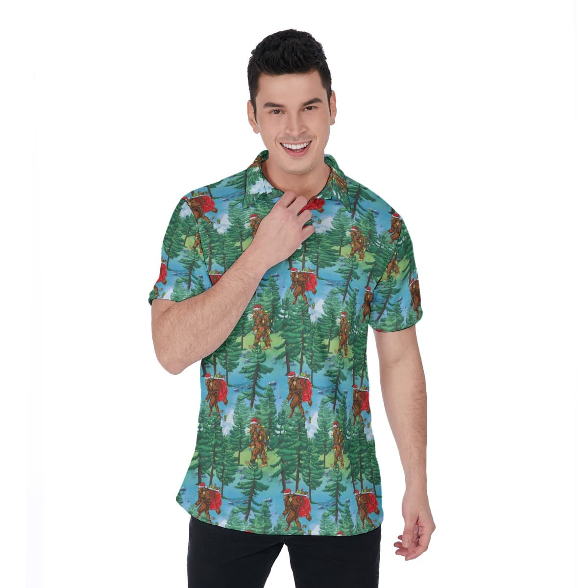 Bigfoot Christmas Tropical Shirt For Men (1)