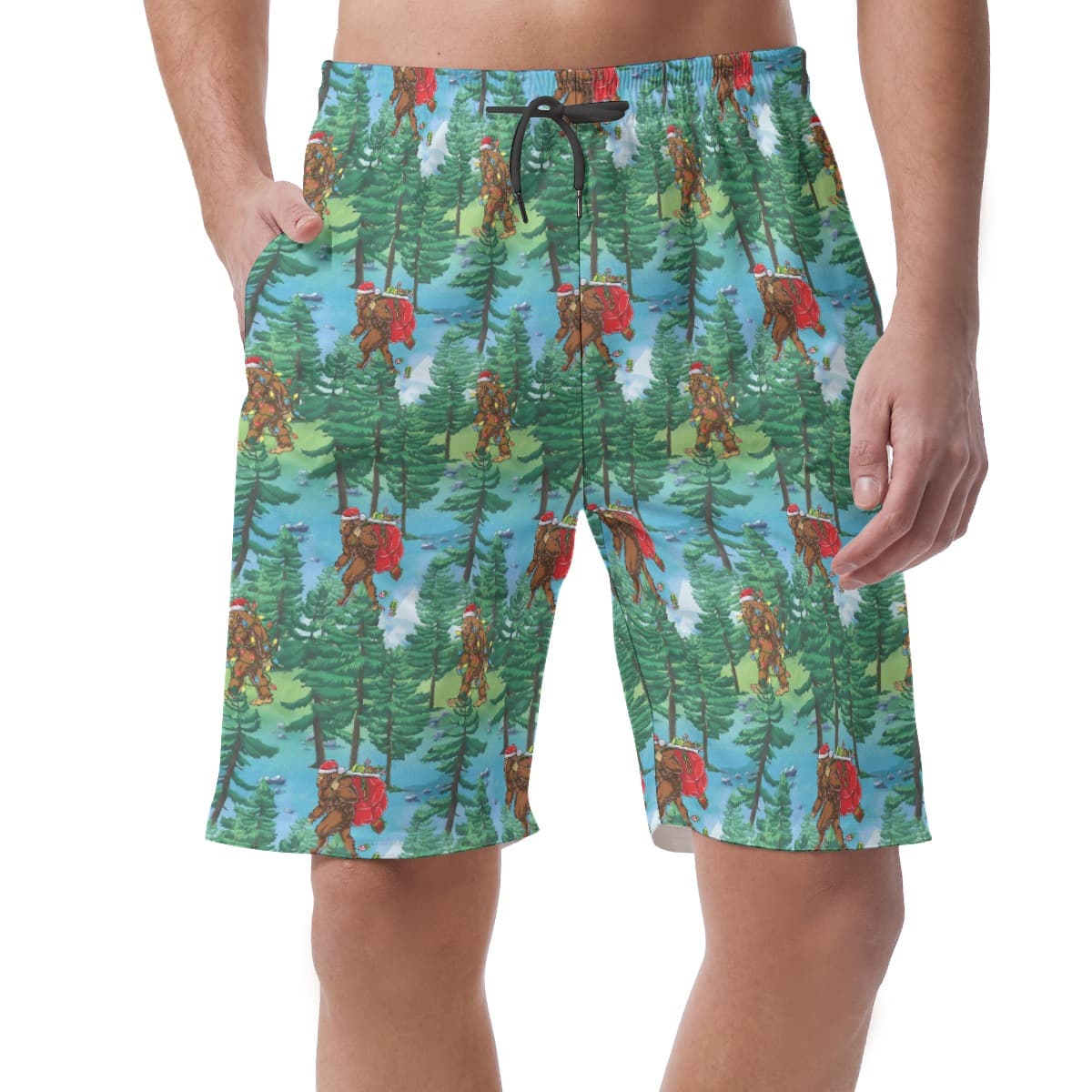 Christmas Bigfoot Men’s Hawaiian Shorts (1)