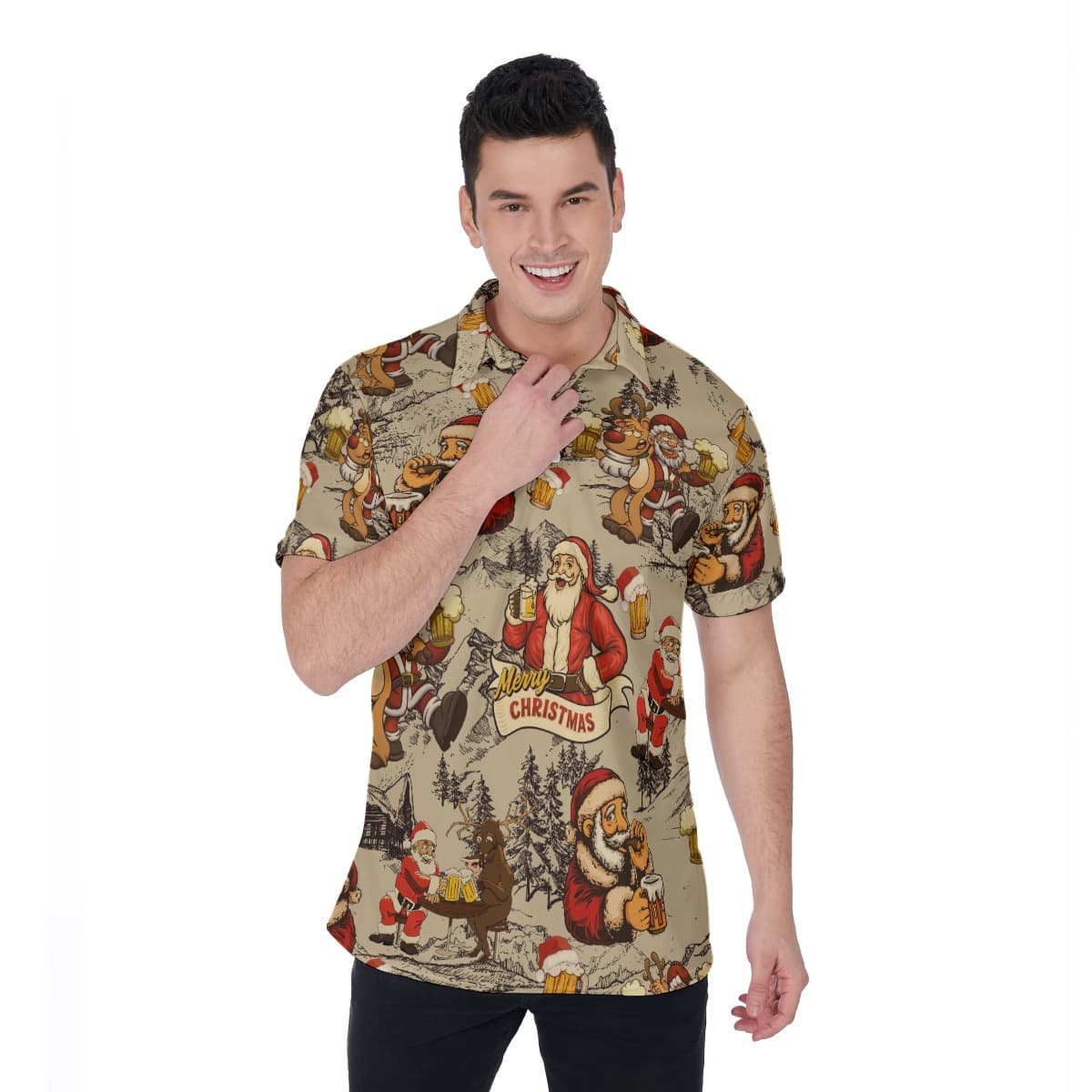 Christmas Dear Santa Here Your Beer Hawaiian Polo Shirt (3)