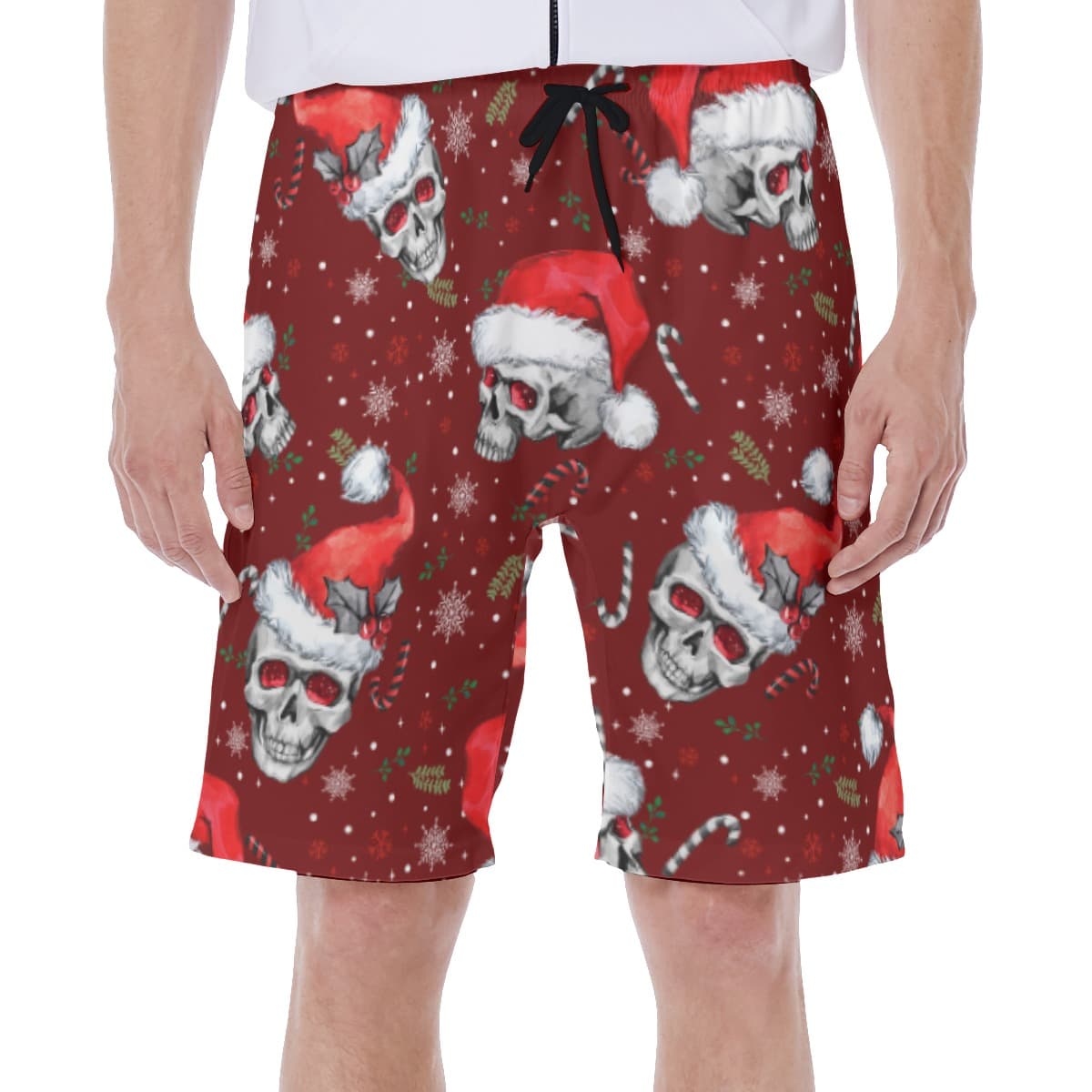 Christmas Skull Hawaiian Swim Trunks For Men (2)