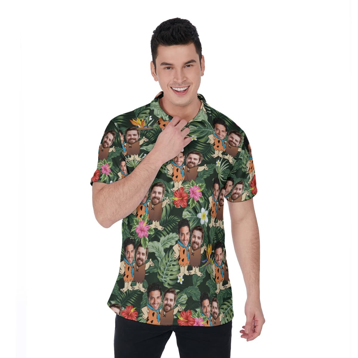 Custom Face Hawaiian Polo Shirt For Matching (1)