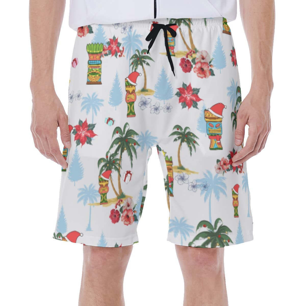 Cute Tiki Christmas Hawaiian Swim Trunks For Men (2)