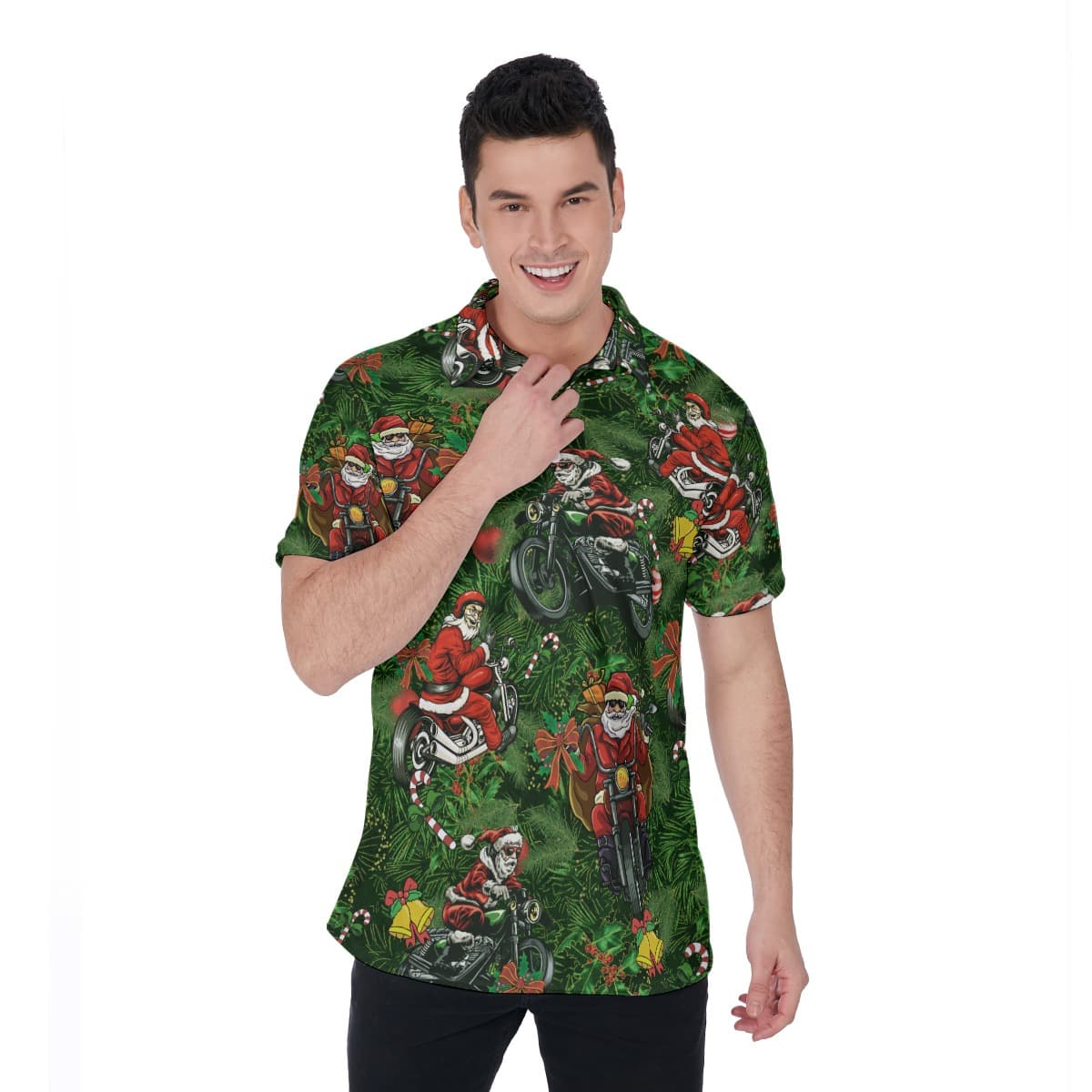 Funny Racing Santa Hawaiian Polo Shirt (1)