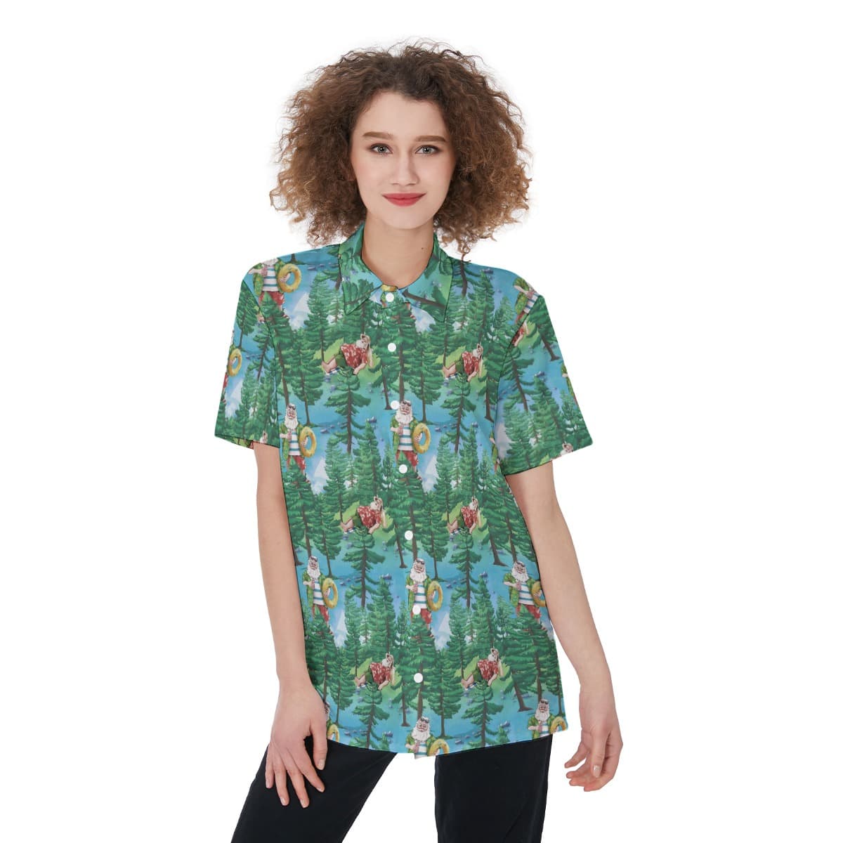 Funny Santa Christmas Hawaiian Button Up Shirt (1)
