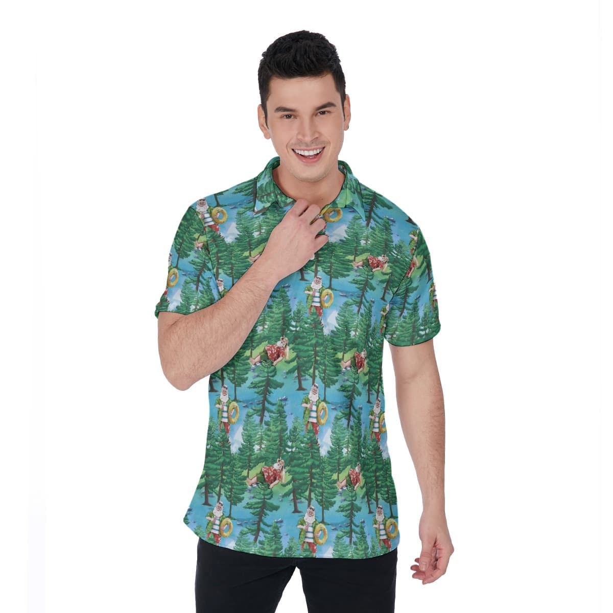 Funny Santa Christmas Hawaiian Polo Shirt (1)