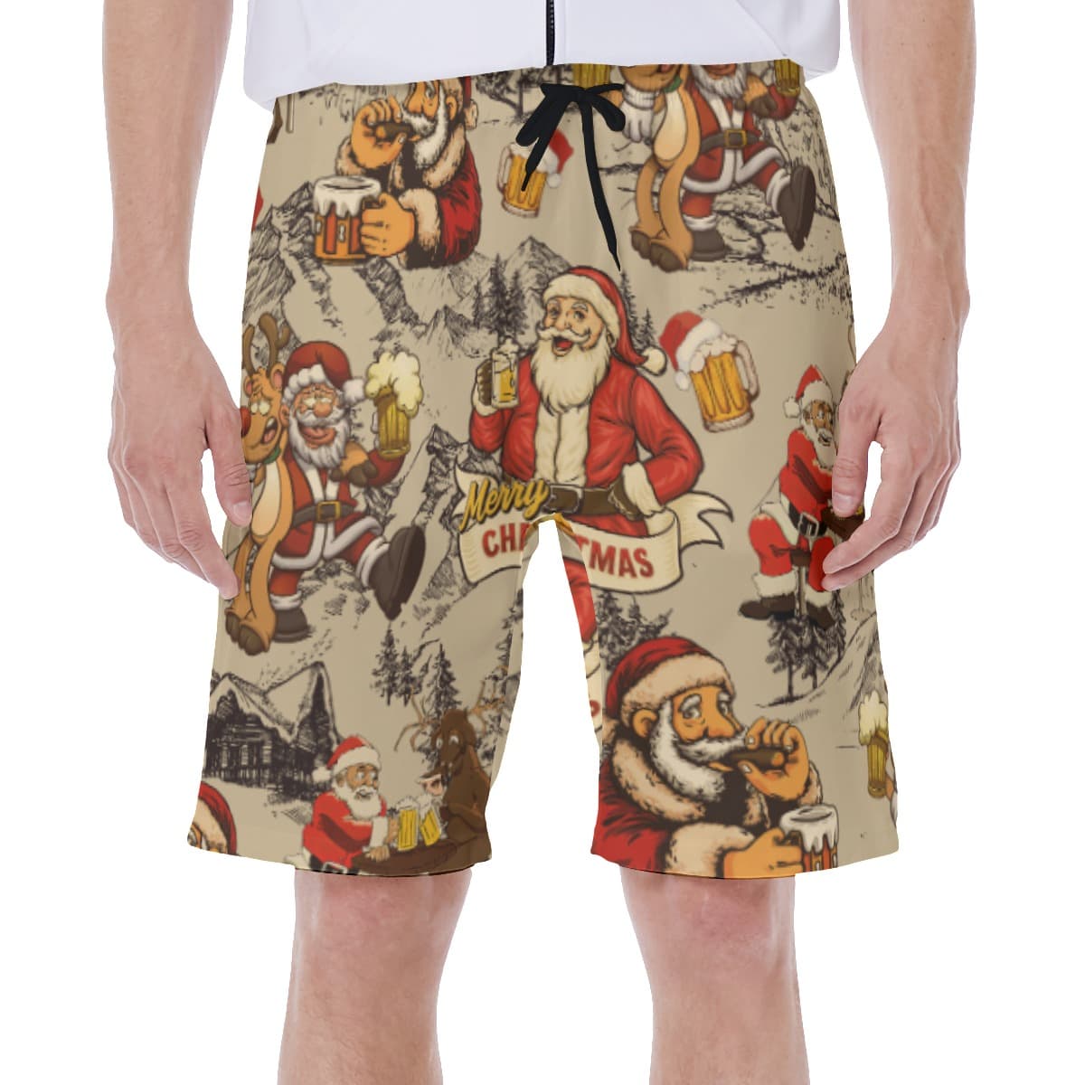 Santa Claus Beer Christmas Hawaiian Swim Trunks For Men (2)