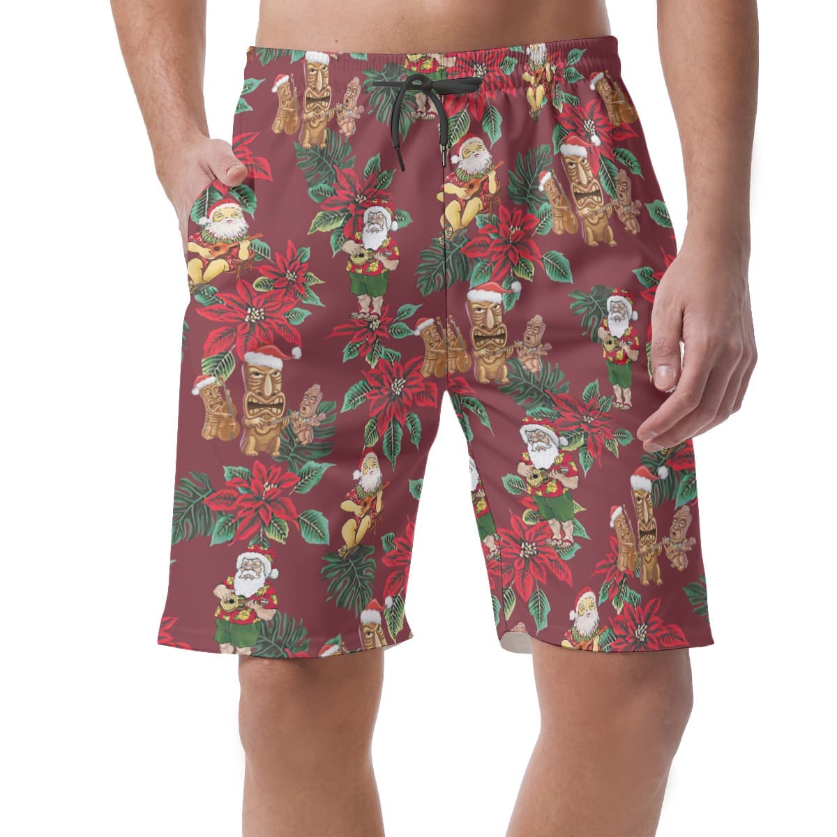 Santa Claus Playing Ukulele Aloha Beach Shorts (3)