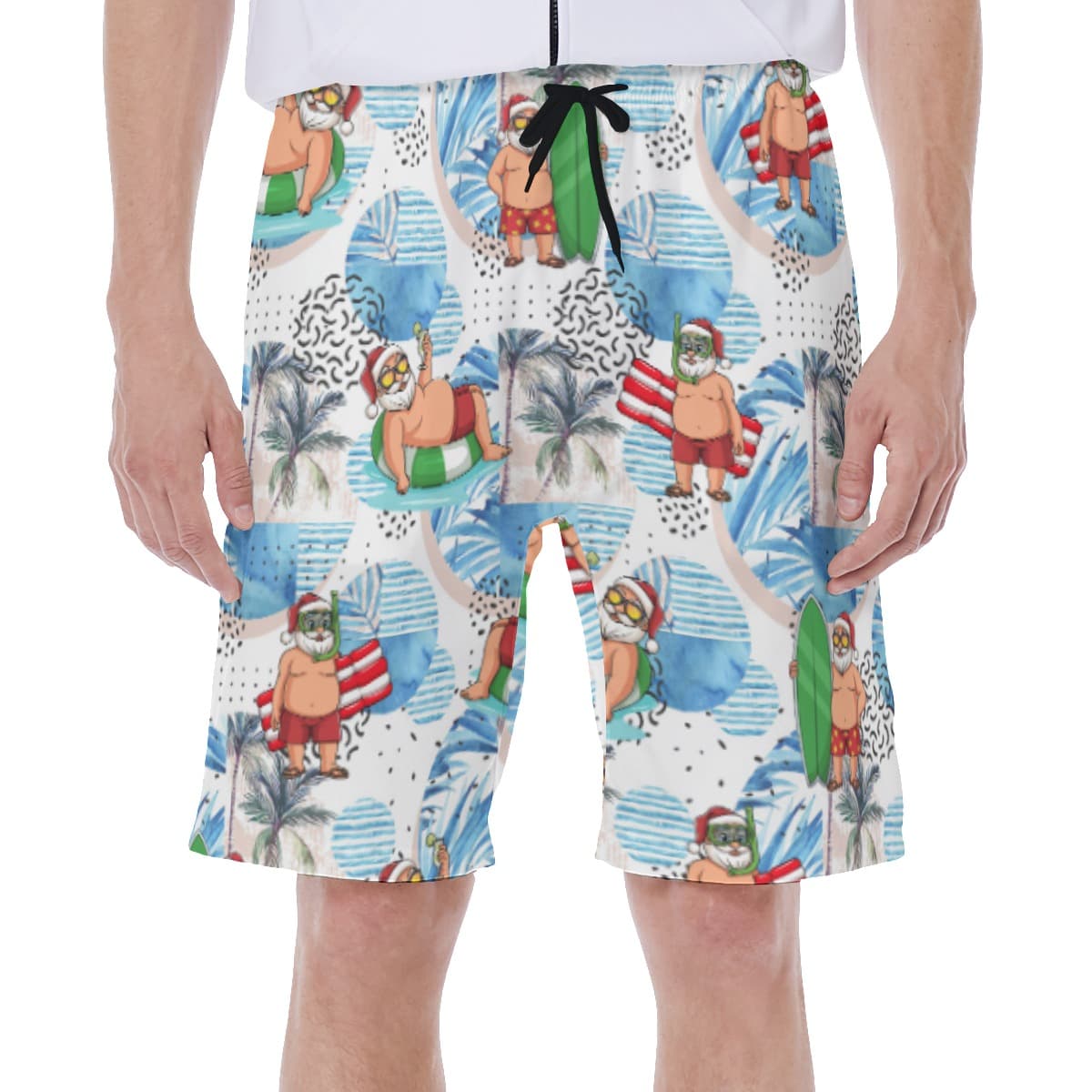 Santa Claus Surfing White Swim Trunks For Men (2)