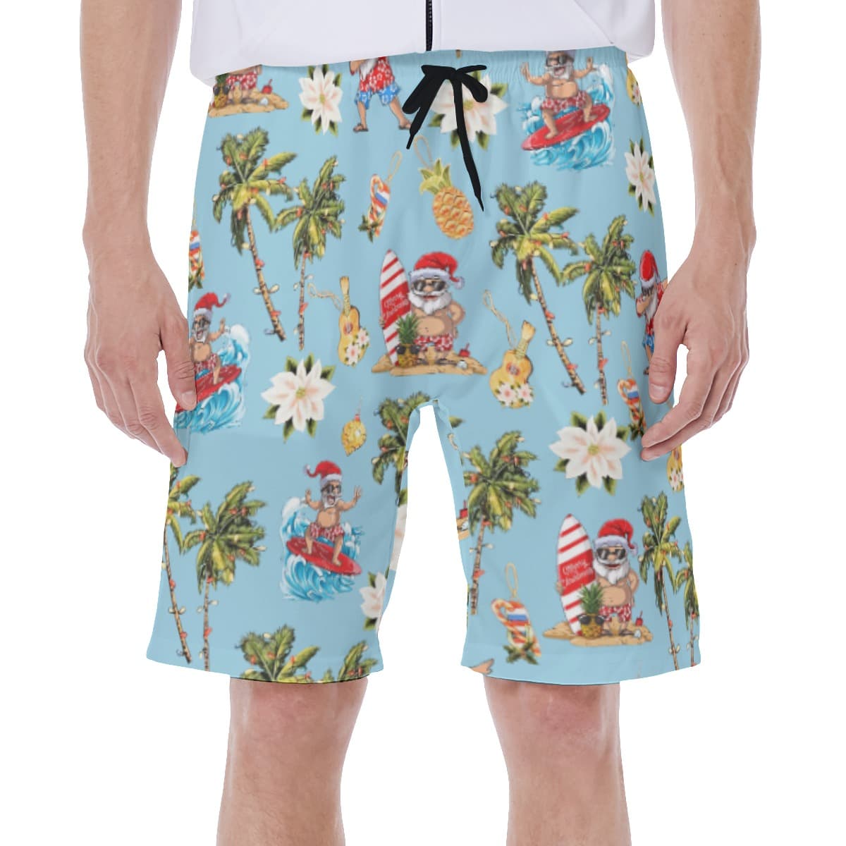 Santa Clause Surfing Aloha Swim Trunks For Men (2)
