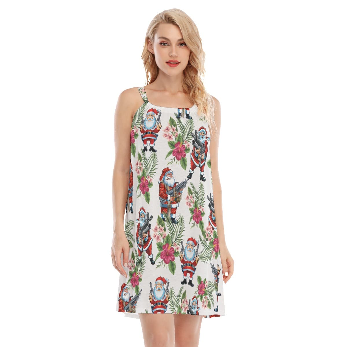 Tactical Santa Claus Hawaiian Cami Dress For Women (3)