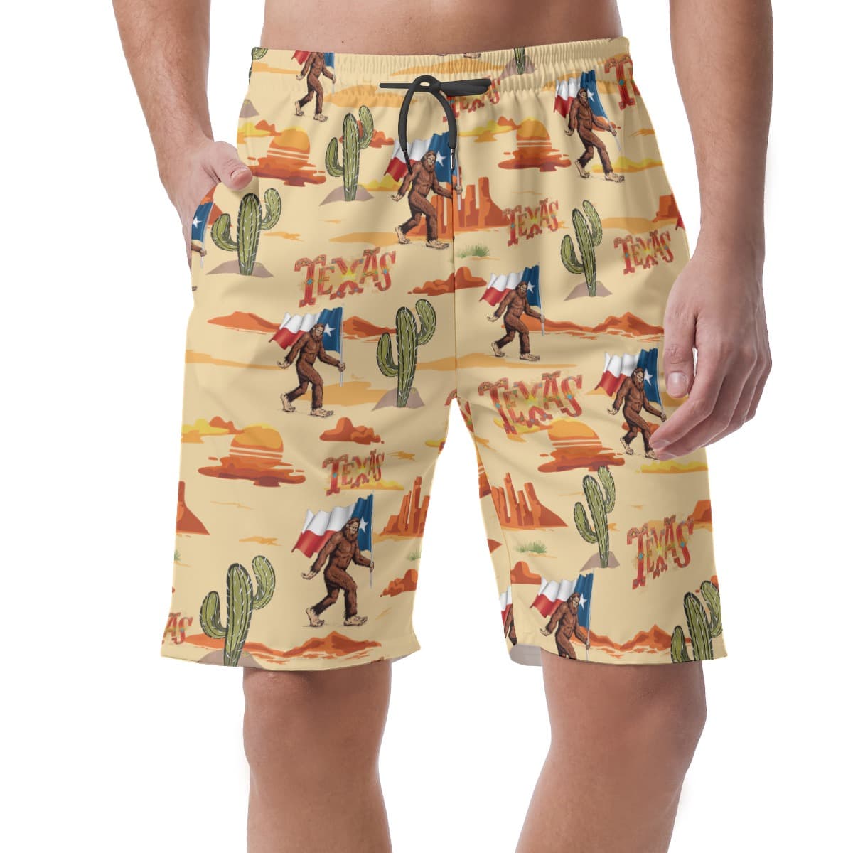 Texas Bigfoot Hawaiian Board Shorts For Men (1)