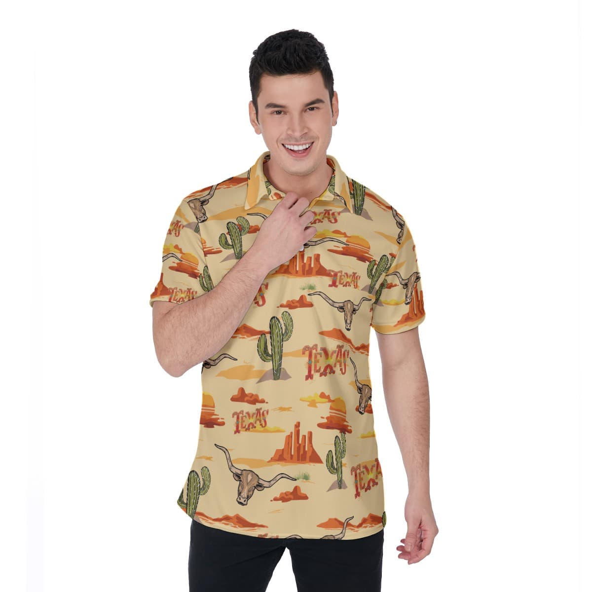 Texas Hawaiian Polo Shirt For Men (1)