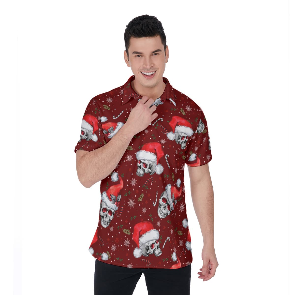 Unique Skull Christmas Aloha Polo Shirt For Men (4)