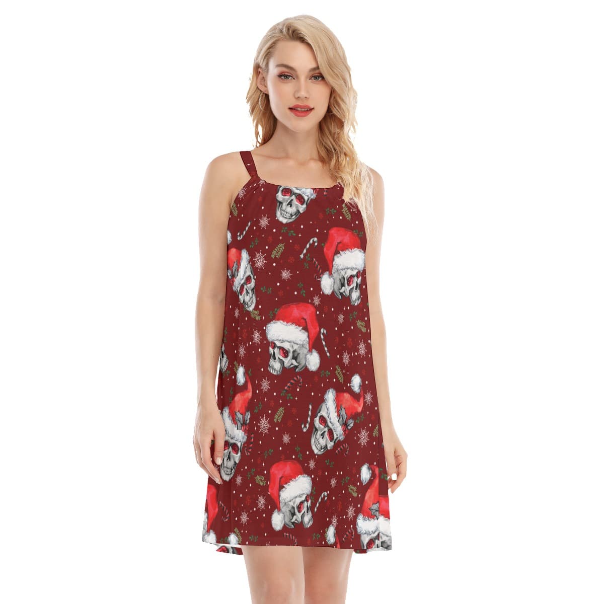 Unique Skull Christmas Hawaiian Cami Dress (3)