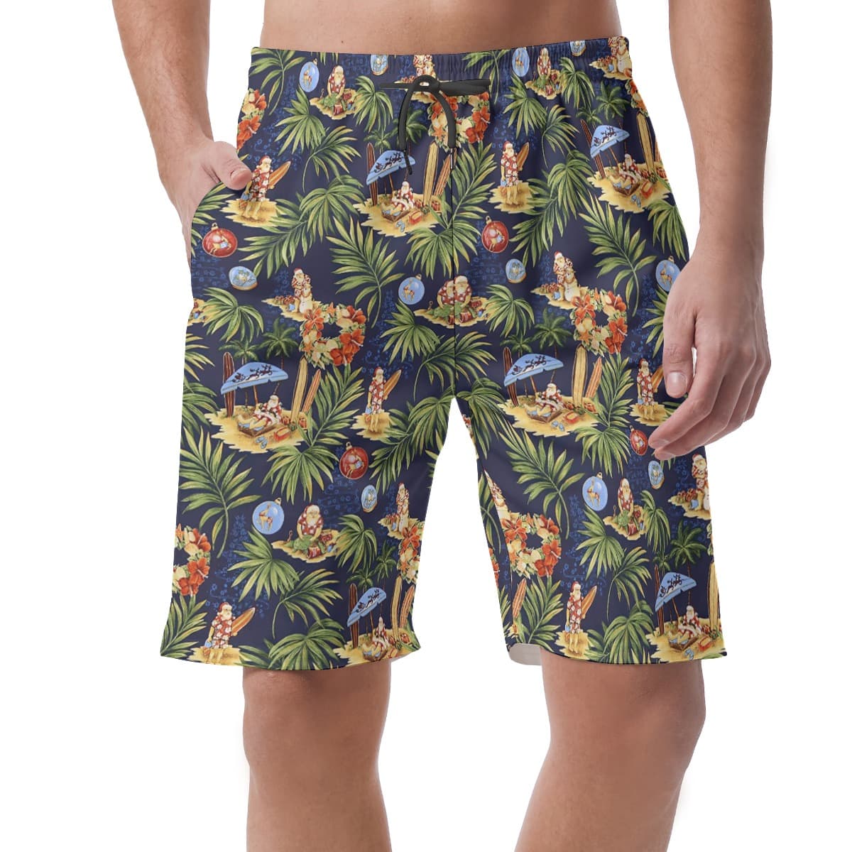 Christmas Santa Claus On Beach Aloha Shorts For Men (1)