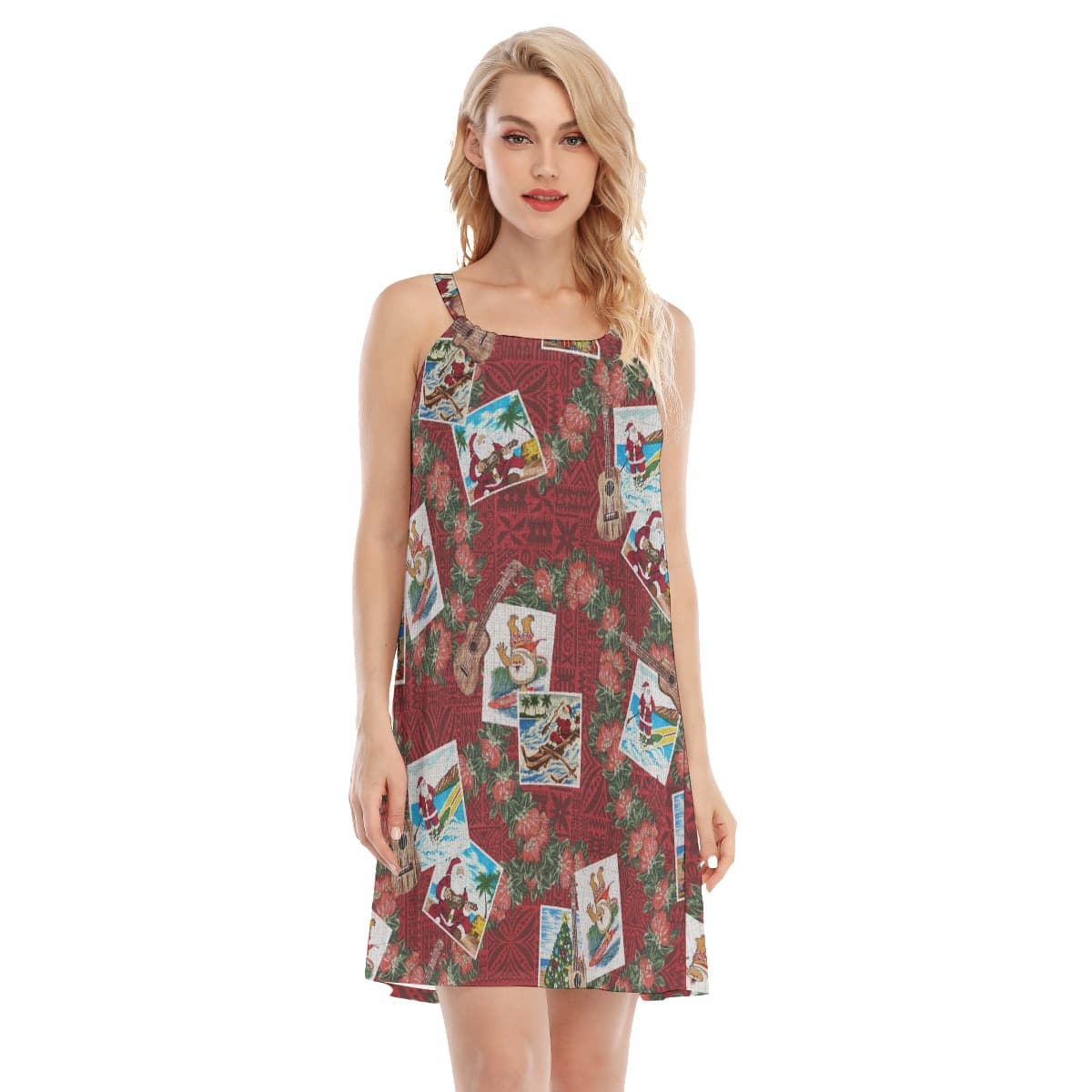 Christmas Santa Vintage Hawaiian Cami Dress For Women (3)