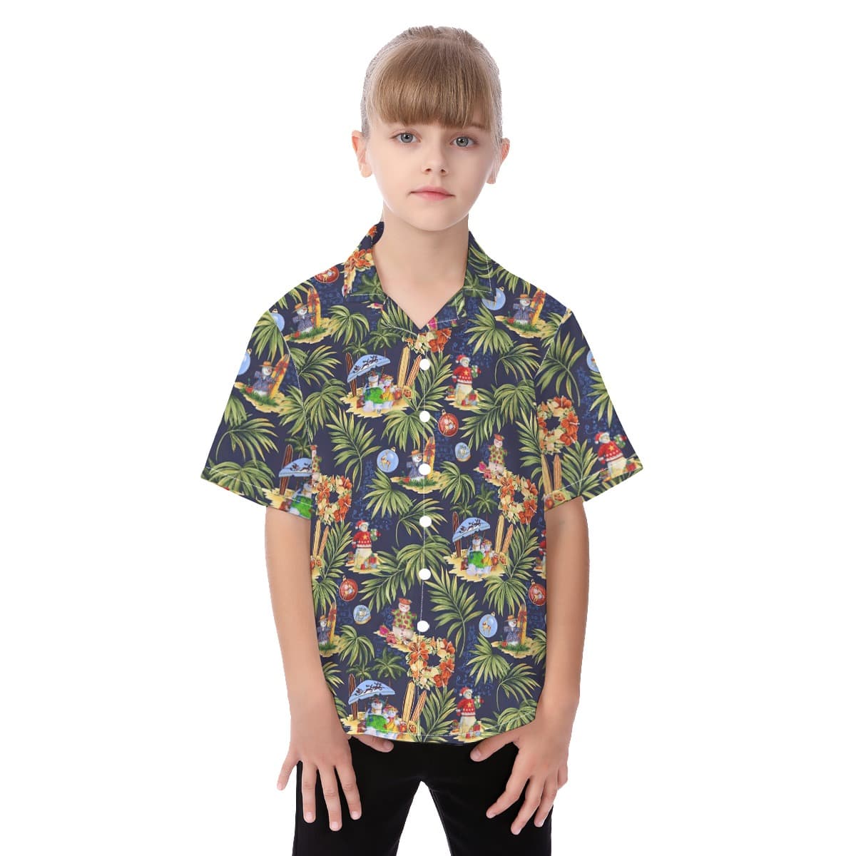 Cute Christmas Snowman Aloha Shirt For Kids (4)