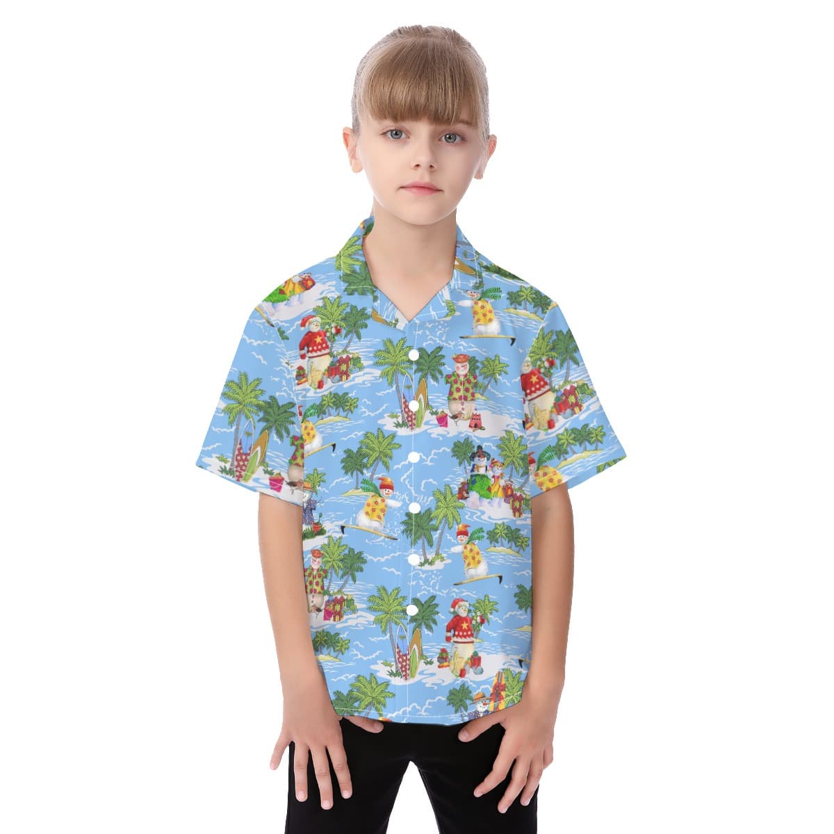 Cute Christmas Snowman Hawaiian Shirt For Kids (3)
