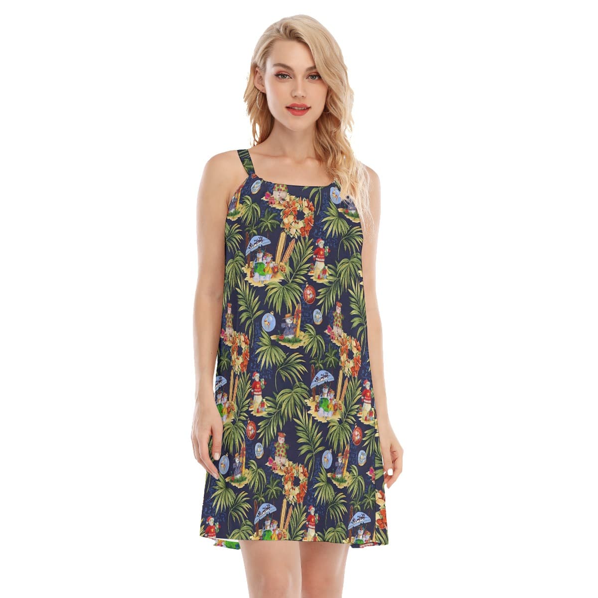 Cute Snowman Christmas Aloha Cami Dress For Women (3)