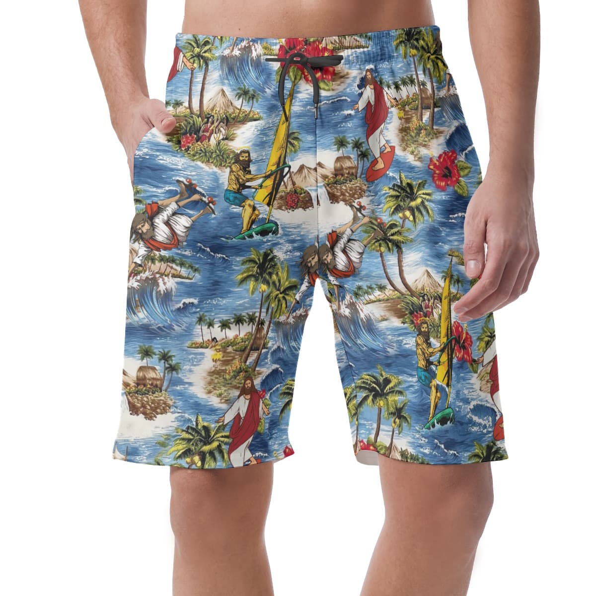 Funny Jesus Hawaiian Beach Shorts For Men (3)