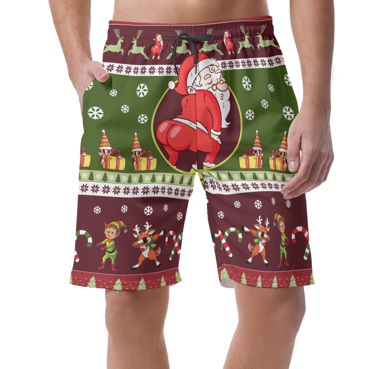 Funny Santa Twerking Hawaiian Christmas Shorts For Men (1)