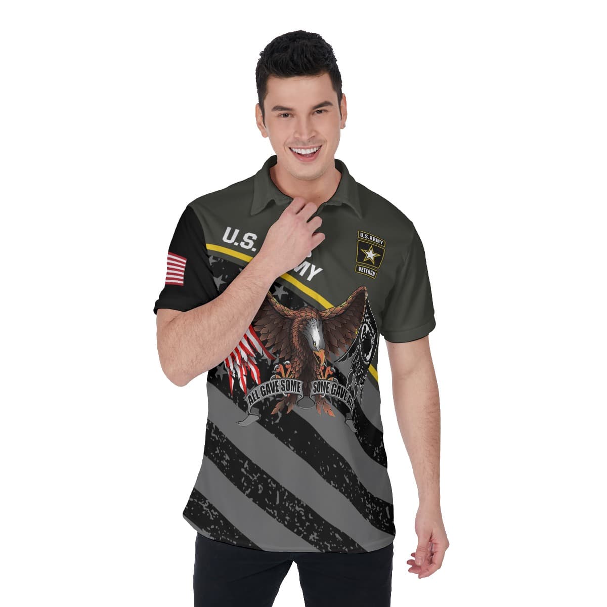 American Army Patriotic Hawaiian Polo Shirt