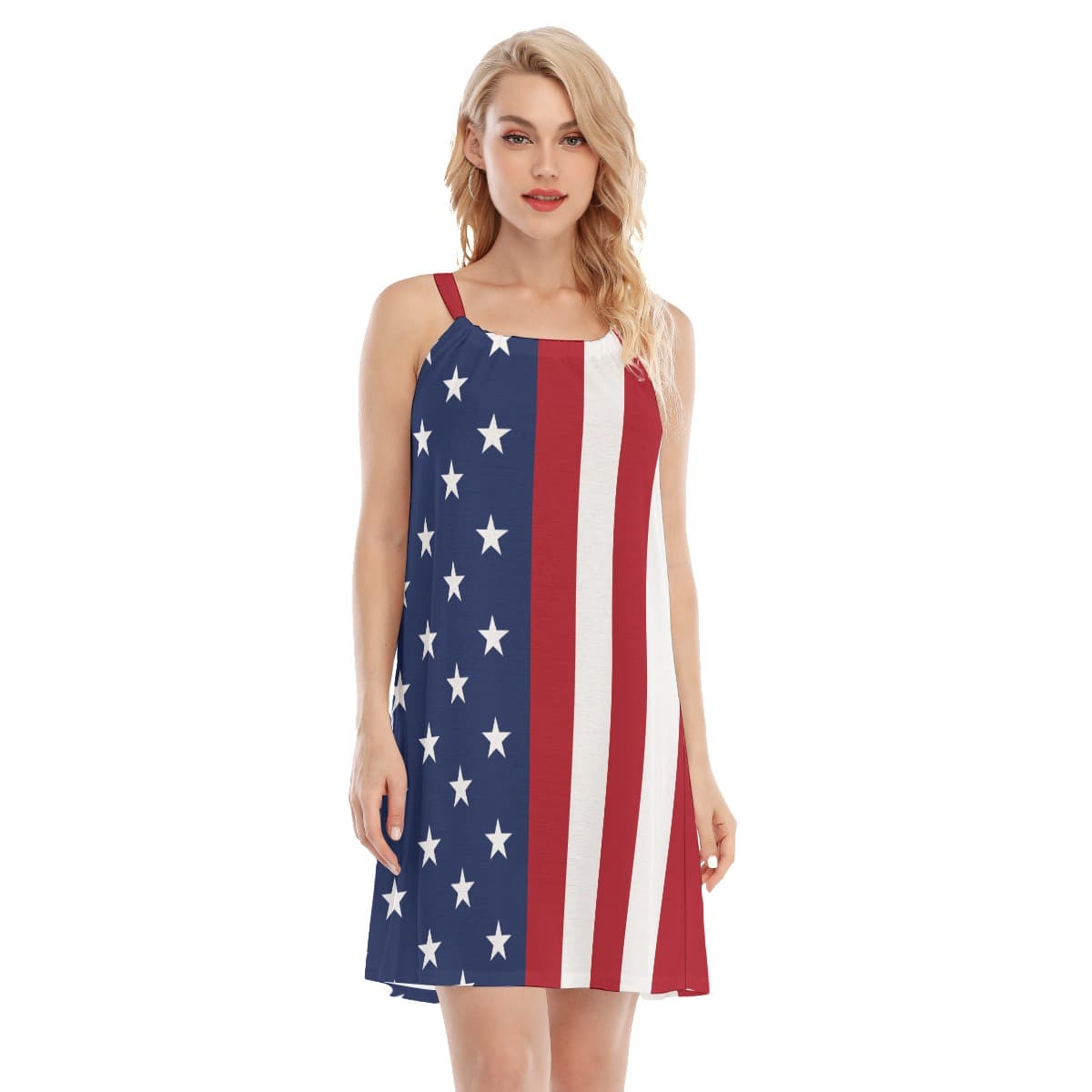 American Flag Hawaiian Cami Dress For Women (1)