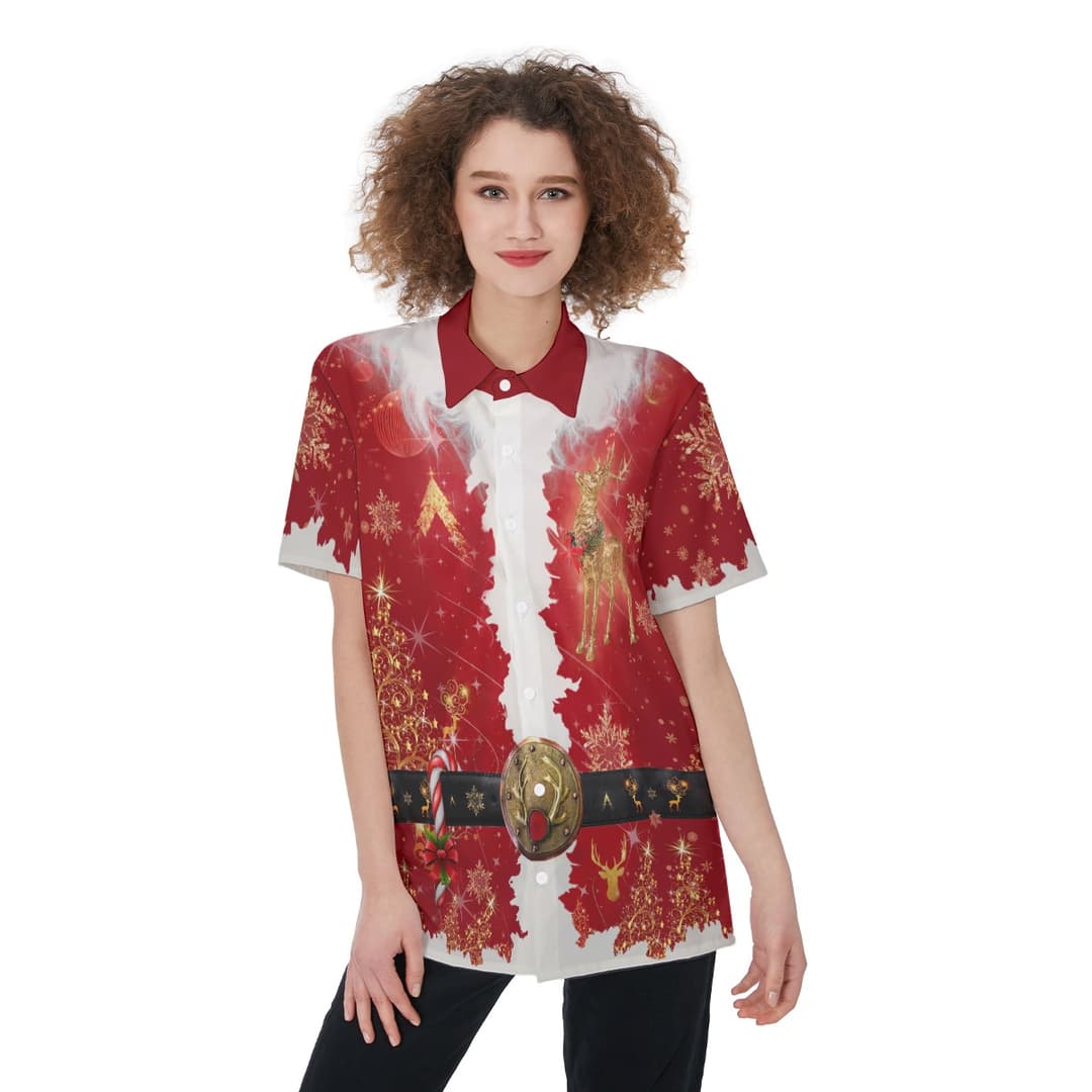 Christmas Santa Claus Costume Hawaiian Shirt For Women