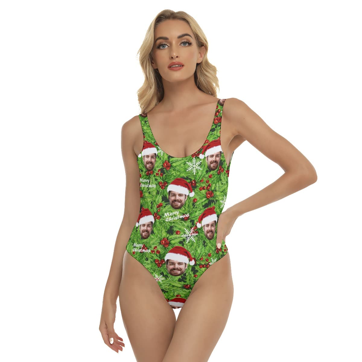 Custom Face Christmas Hawaiian Swimsuit For Women (1)