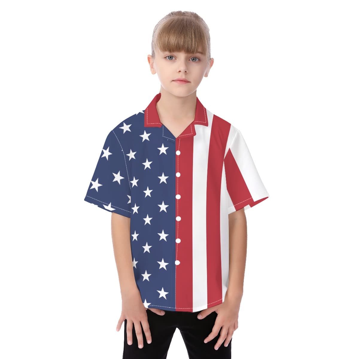 Cute American Flag Hawaiian Shirt For Kids