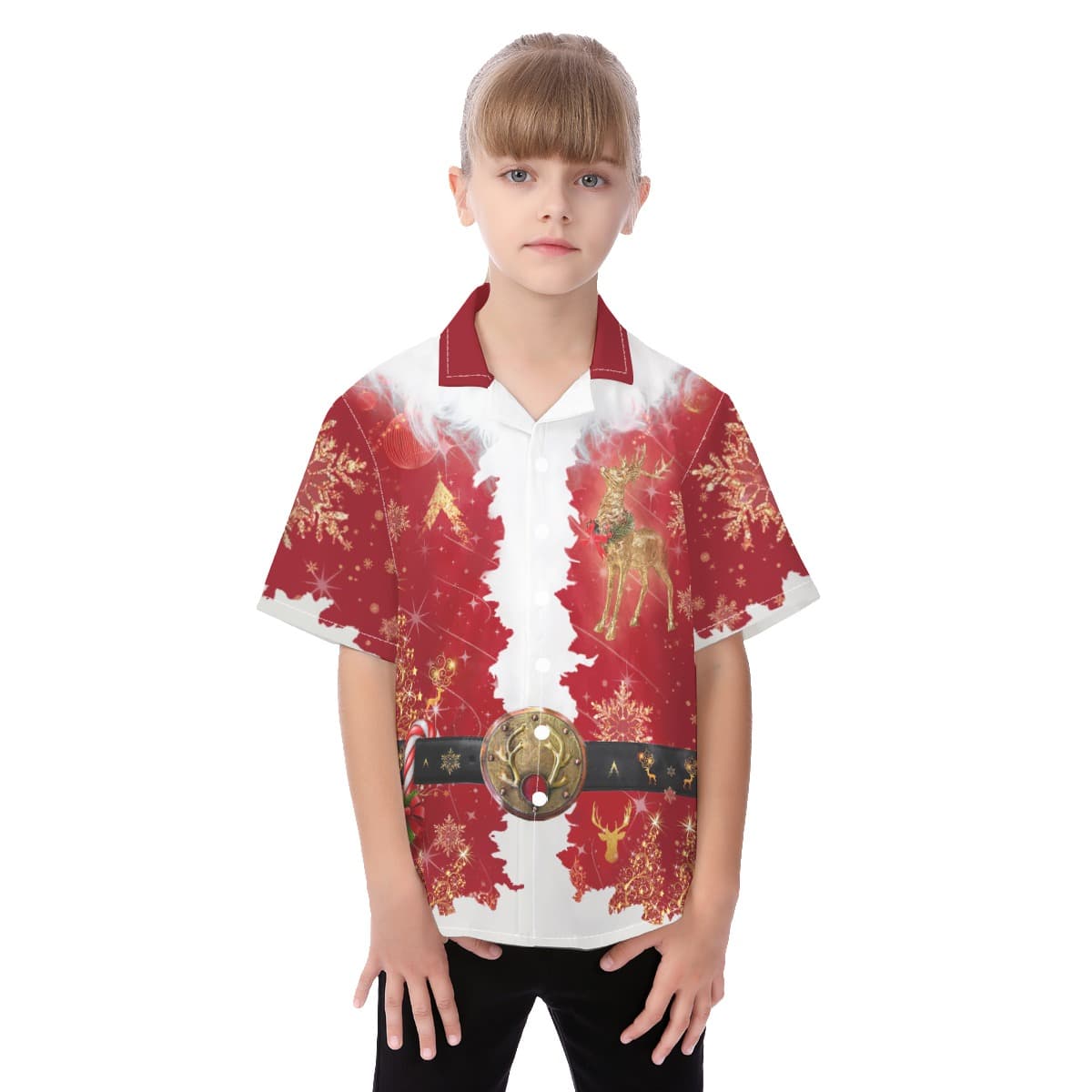 Cute Santa Claus Costume Christmas Hawaiian Shirt For Kids