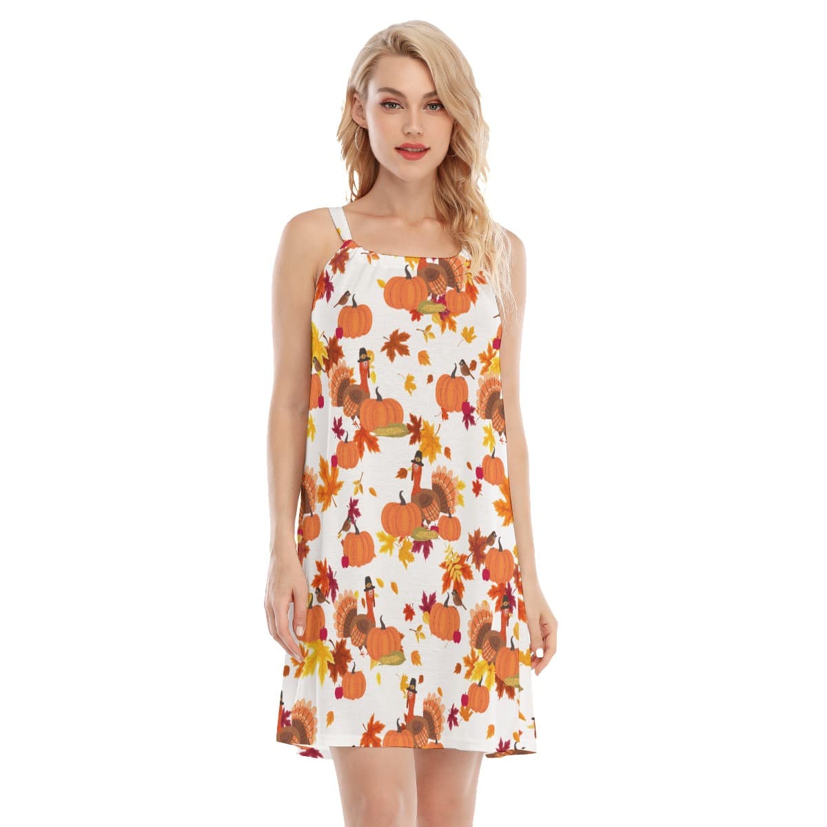 Cute Turkey Thanksgiving Hawaiian Cami Dress (3)