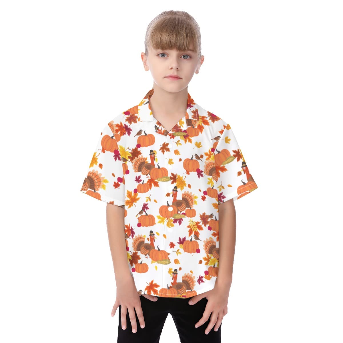 Cute Turkey Thanksgiving Hawaiian Shirt For Kids (4)
