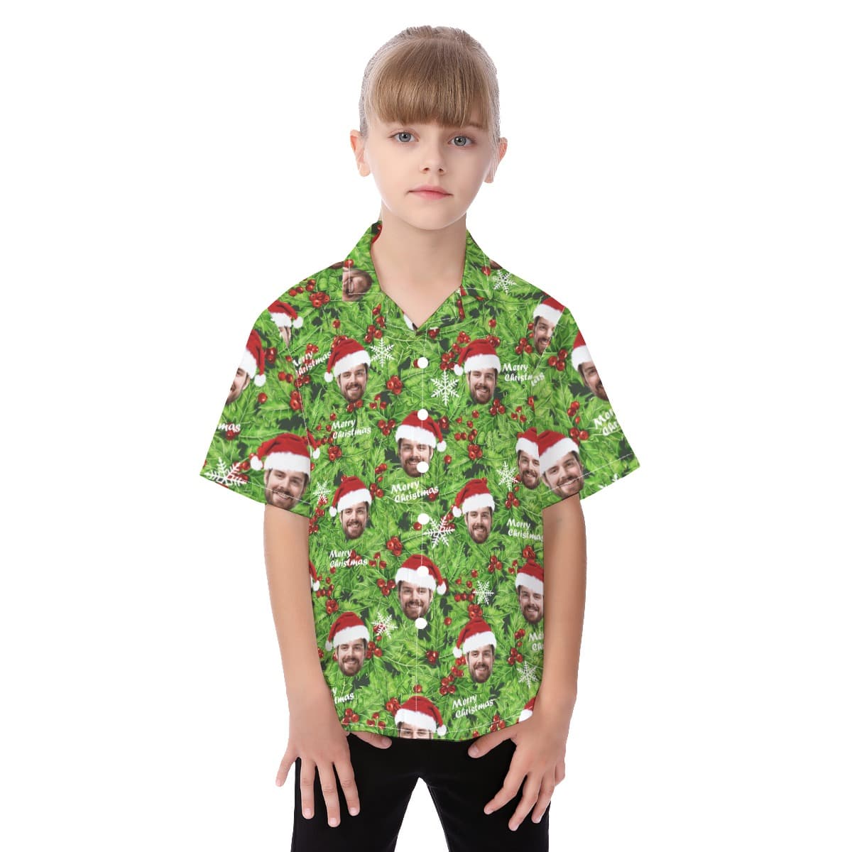 Kid’s Christmas Hawaiian Shirt With Face (1)