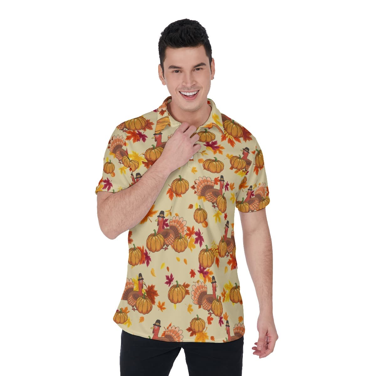 Men’s Hawaiian Thanksgiving Polo Shirt (1)