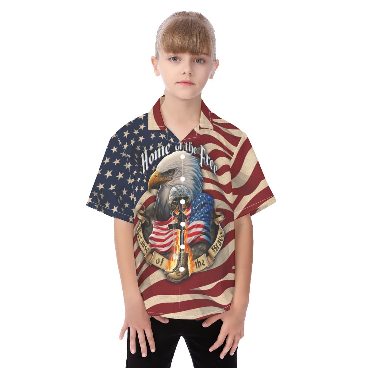 Patriotic American Eagle Hawaiian Crop Top Shirt