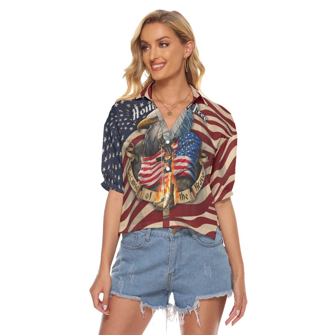 Patriotic American Eagle Hawaiian Crop Top Shirt