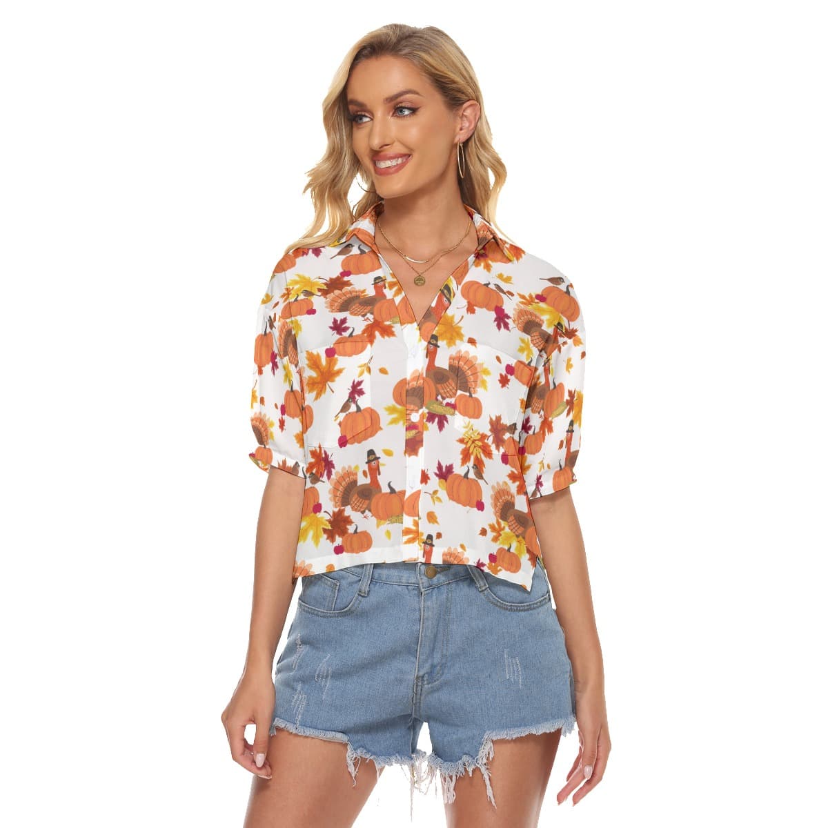 Thanksgiving Turkey Aloha Crop Top Shirt (4)