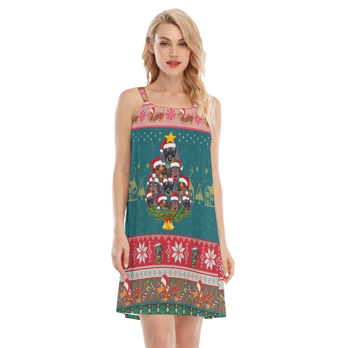 Christmas Dachshund Hawaiian Dress For Women (1)