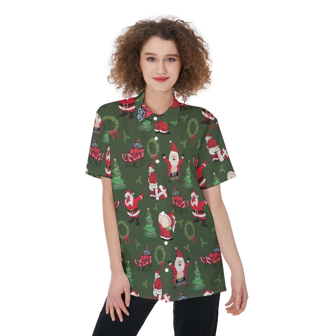 Christmas Naughty Santa Hawaiian Shirt For Women